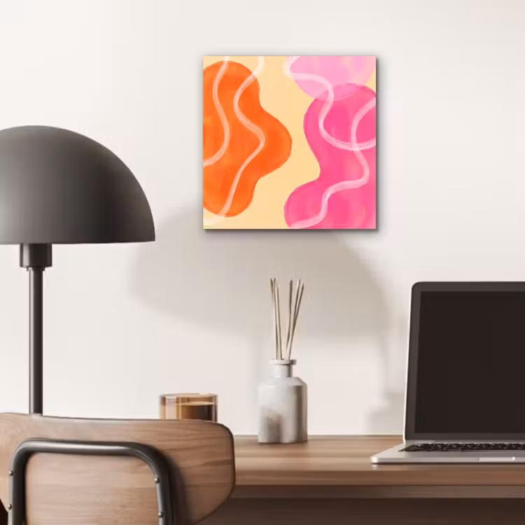 Abstract - Aquarel - Organisch - Oranje - Roze aluminium wit klein -sfeer5