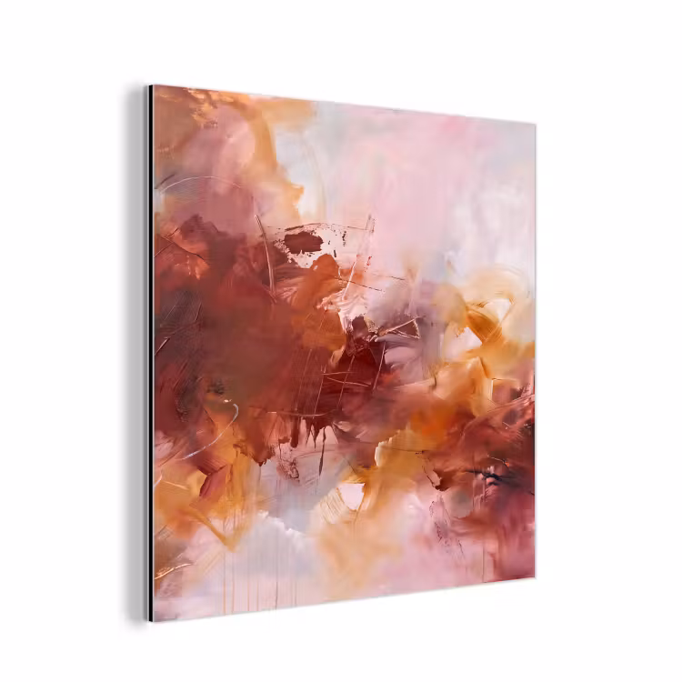 Abstract - Kleurrijk - Kunst - Modern - Roze-Rood aluminium wit klein -3d