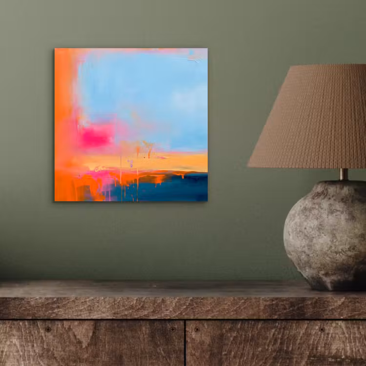 Abstract - Kleurvlakken - Modern - Oranje - Blauw aluminium wit klein -sfeer2