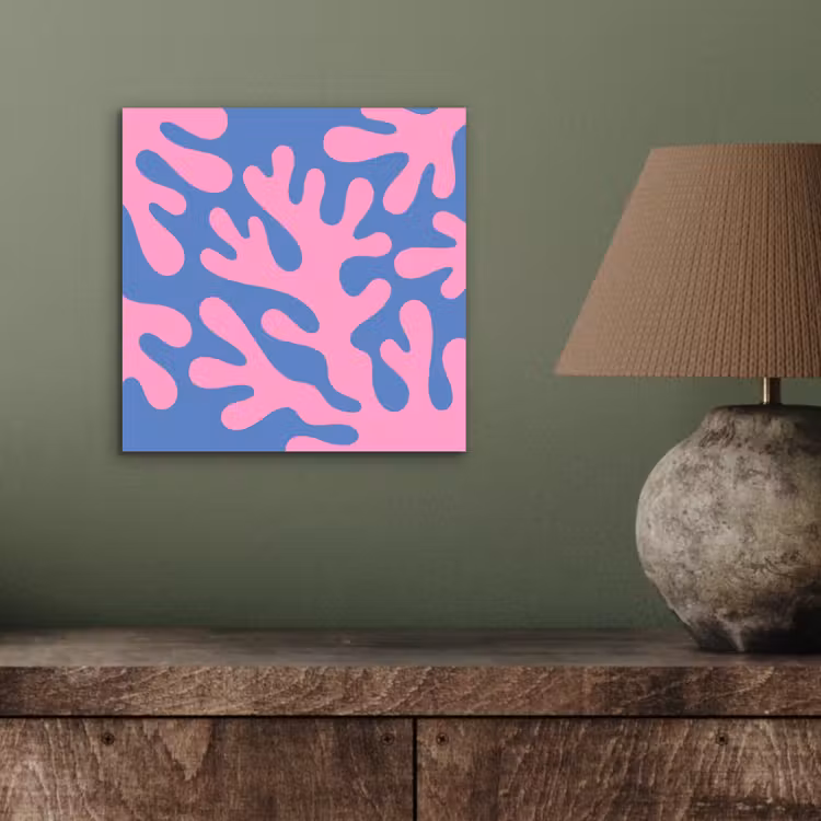 Abstract - Vormen - Roze - Blauw aluminium wit klein -sfeer2