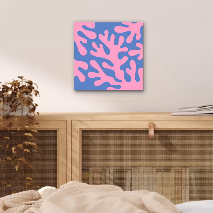 Abstract - Vormen - Roze - Blauw aluminium wit klein -sfeer3