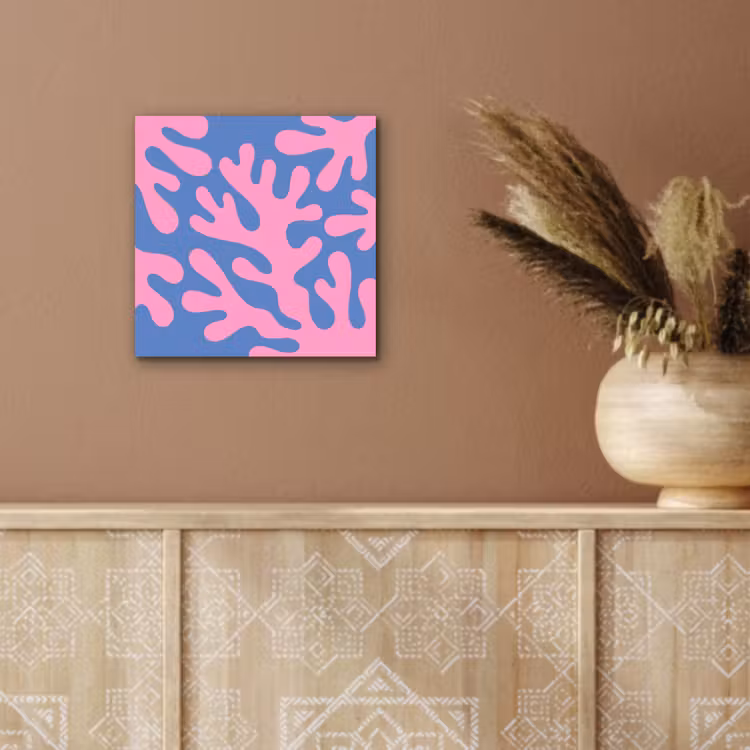 Abstract - Vormen - Roze - Blauw aluminium wit klein -sfeer4