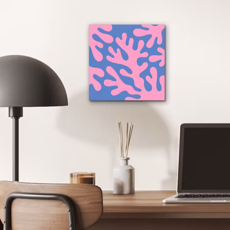 Abstract - Vormen - Roze - Blauw aluminium wit klein -sfeer5