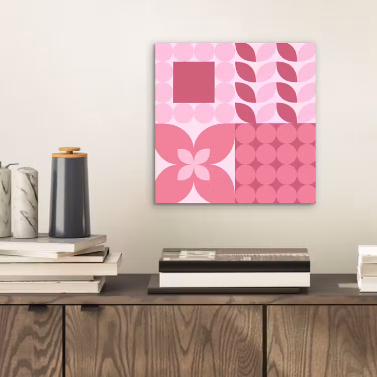 Abstract - Geometrisch - Patroon - Modern - Roze aluminium wit klein -sfeer1