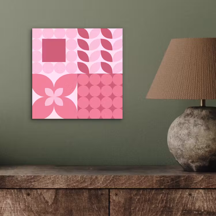 Abstract - Geometrisch - Patroon - Modern - Roze aluminium wit klein -sfeer2