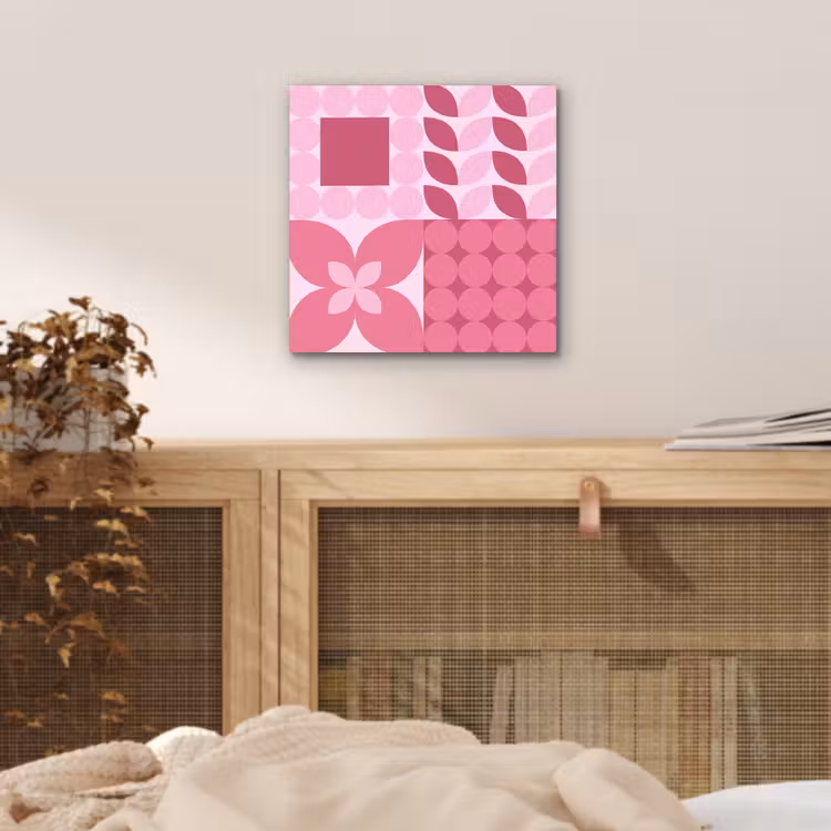 Abstract - Geometrisch - Patroon - Modern - Roze aluminium wit klein -sfeer3