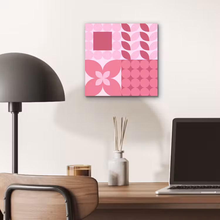 Abstract - Geometrisch - Patroon - Modern - Roze aluminium wit klein -sfeer5