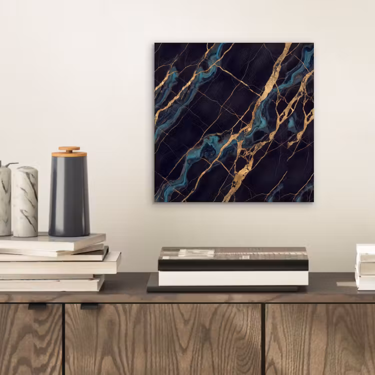 Abstract - Gouden lijnen - Kunst - Modern - Zwart aluminium wit klein -sfeer1