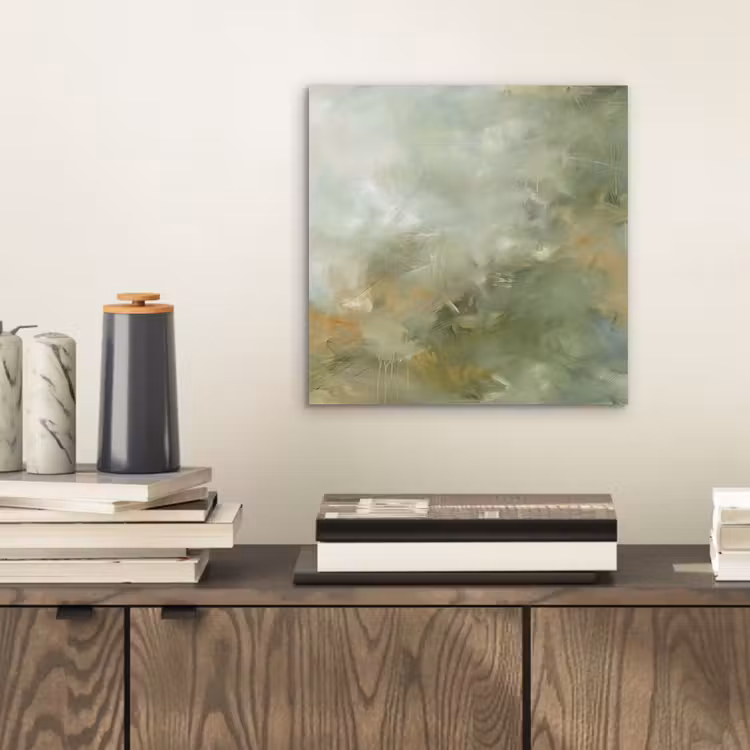 Abstract - Groen - Beige - Modern - Kunst aluminium wit klein -sfeer1