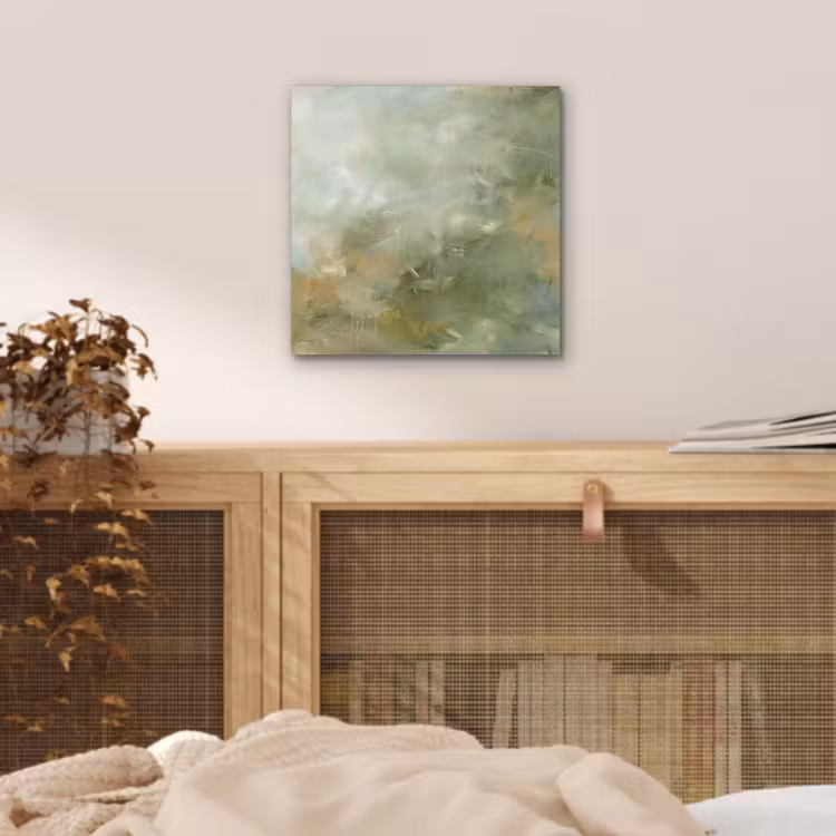 Abstract - Groen - Beige - Modern - Kunst aluminium wit klein -sfeer3