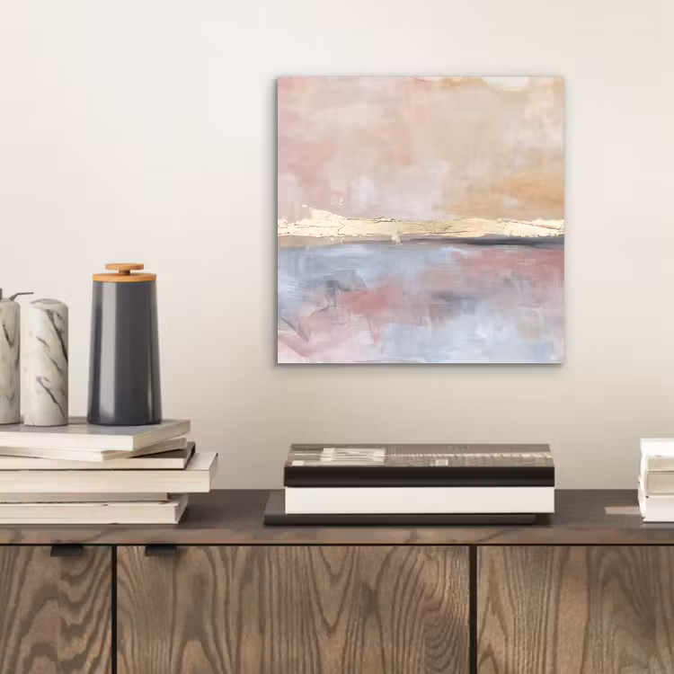 Abstract - Horizontaal - Kunst - Roze - Goud aluminium wit klein -sfeer1