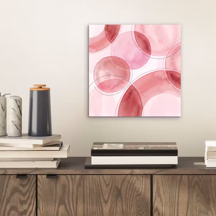 Abstract - Cirkels - Modern - Roze - Kunst aluminium wit klein -sfeer1