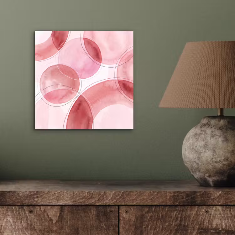 Abstract - Cirkels - Modern - Roze - Kunst aluminium wit klein -sfeer2