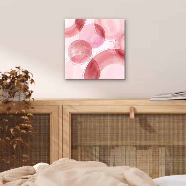 Abstract - Cirkels - Modern - Roze - Kunst aluminium wit klein -sfeer3