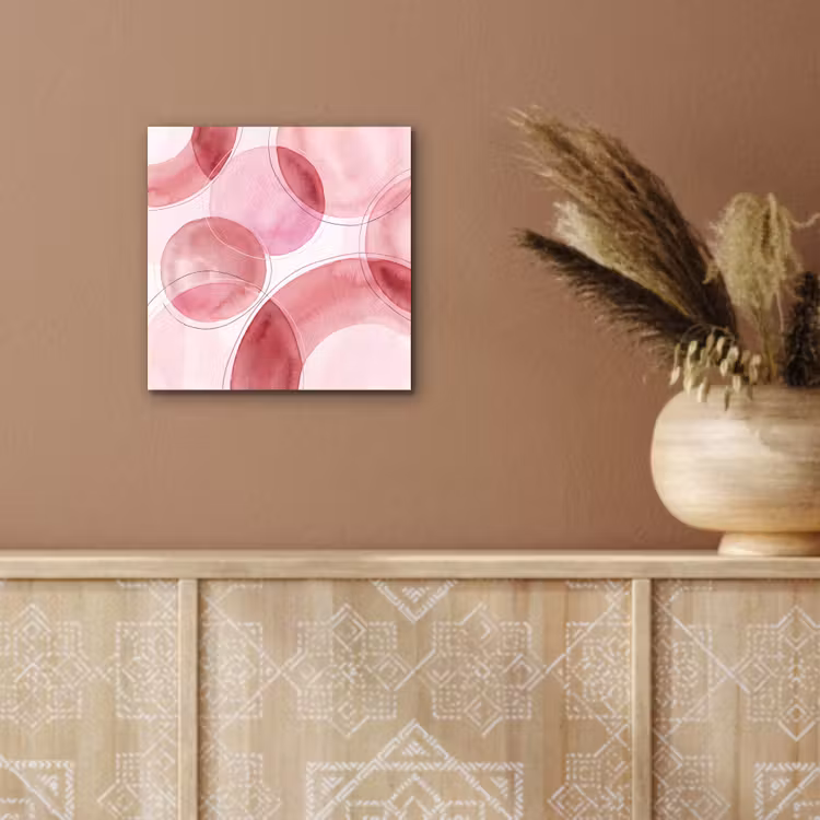 Abstract - Cirkels - Modern - Roze - Kunst aluminium wit klein -sfeer4