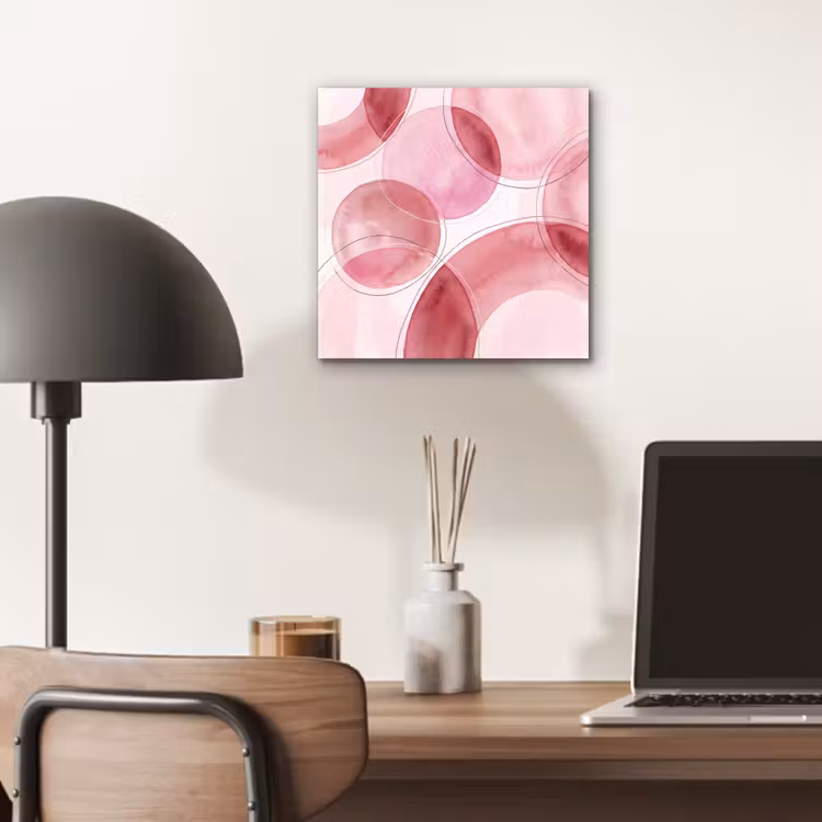 Abstract - Cirkels - Modern - Roze - Kunst aluminium wit klein -sfeer5