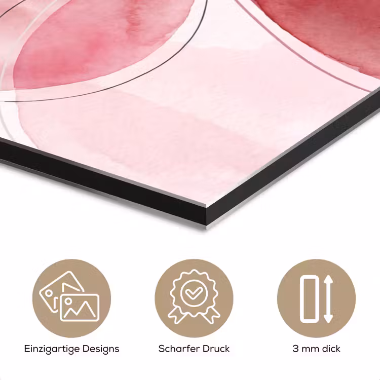 Abstract - Cirkels - Modern - Roze - Kunst aluminium wit klein -closeup_DE