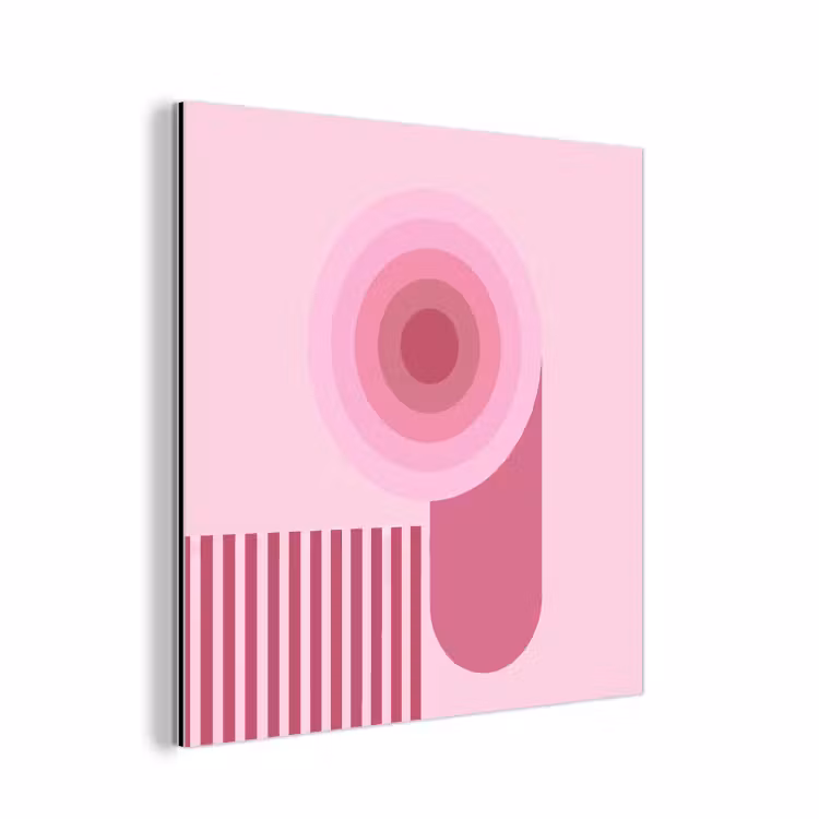Abstract - Cirkels - Strepen - Modern - Roze aluminium wit klein -3d