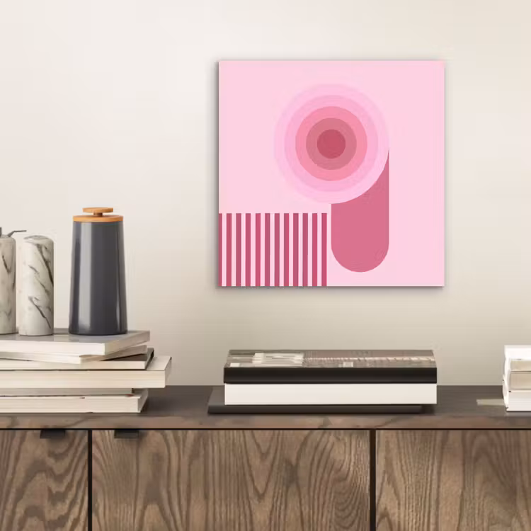 Abstract - Cirkels - Strepen - Modern - Roze aluminium wit klein -sfeer1
