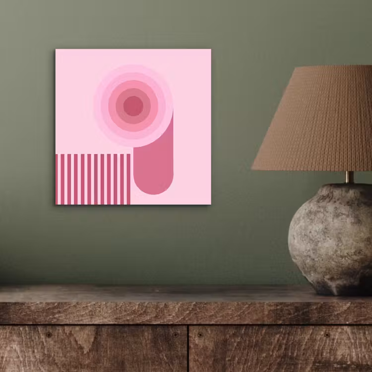 Abstract - Cirkels - Strepen - Modern - Roze aluminium wit klein -sfeer2