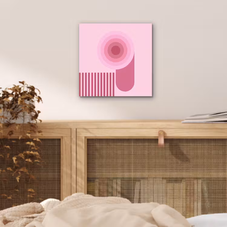 Abstract - Cirkels - Strepen - Modern - Roze aluminium wit klein -sfeer3