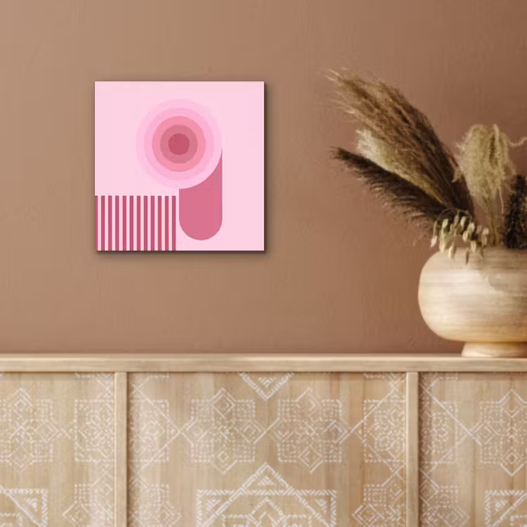 Abstract - Cirkels - Strepen - Modern - Roze aluminium wit klein -sfeer4