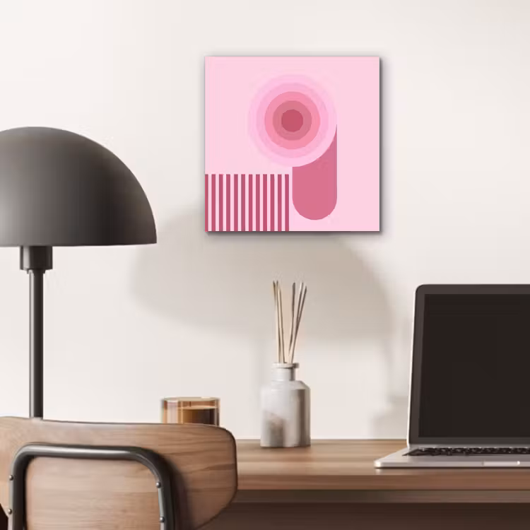 Abstract - Cirkels - Strepen - Modern - Roze aluminium wit klein -sfeer5