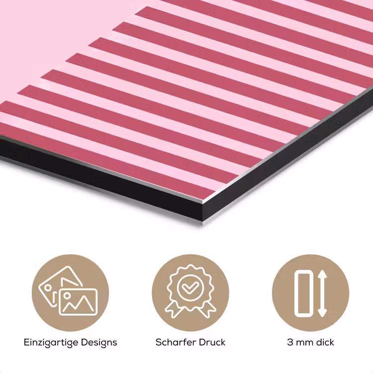 Abstract - Cirkels - Strepen - Modern - Roze aluminium wit klein -closeup_DE