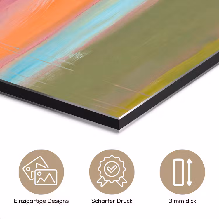 Abstract - Landschap - Modern - Roze - Oranje aluminium wit klein -closeup_DE