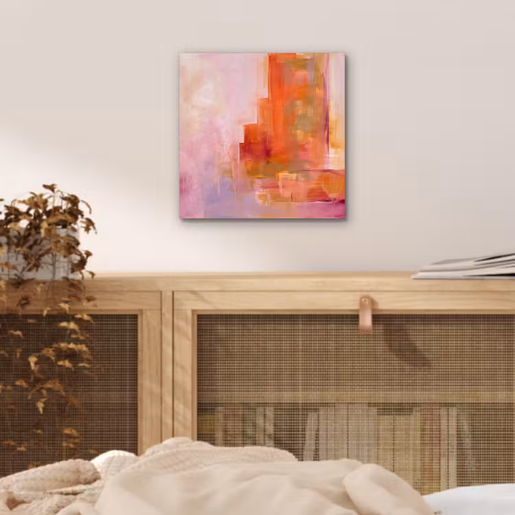 Abstract - Borstelstreken - Kunst - Paars - Goud aluminium wit klein -sfeer3