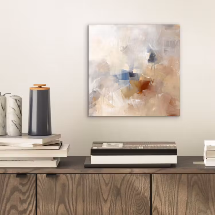 Abstract - Borstelstreken - Modern - Beige - Kunst aluminium wit klein -sfeer1