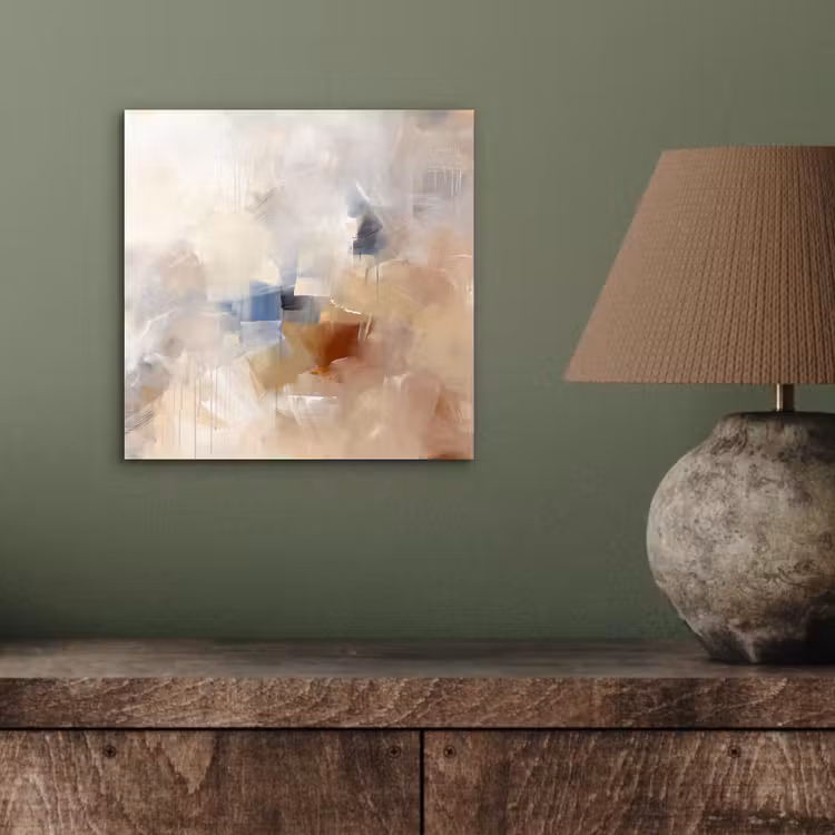 Abstract - Borstelstreken - Modern - Beige - Kunst aluminium wit klein -sfeer2