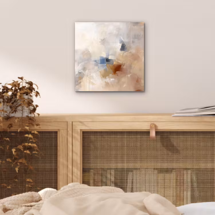Abstract - Borstelstreken - Modern - Beige - Kunst aluminium wit klein -sfeer3