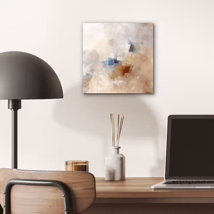 Abstract - Borstelstreken - Modern - Beige - Kunst aluminium wit klein -sfeer5