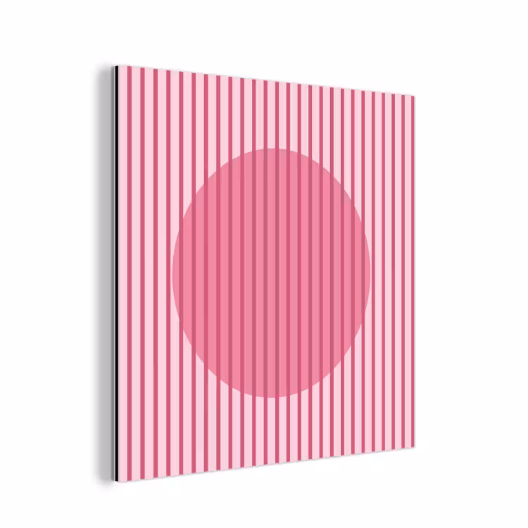 Abstract - Strepen - Ovaal - Roze - Modern aluminium wit klein -3d