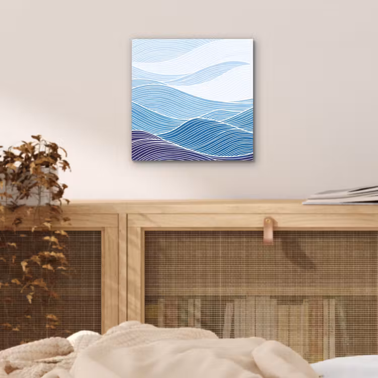 Abstract - Golven - Patroon - Blauw - Modern aluminium wit klein -sfeer3