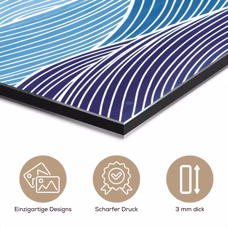 Abstract - Golven - Patroon - Blauw - Modern aluminium wit klein -closeup_DE