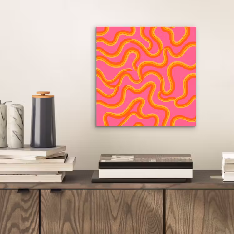 Abstract - Golvende lijnen - Modern - Kleurrijk aluminium wit klein -sfeer1
