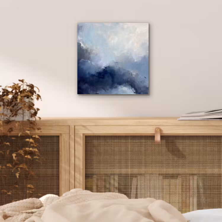 Abstract - Wolken - Modern - Blauw - Kunst aluminium wit klein -sfeer3