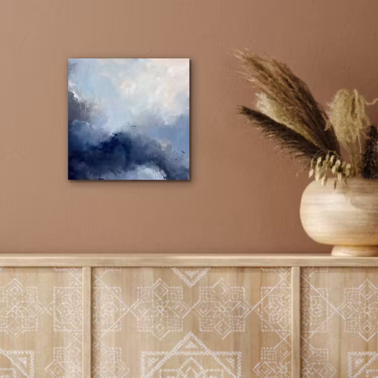 Abstract - Wolken - Modern - Blauw - Kunst aluminium wit klein -sfeer4