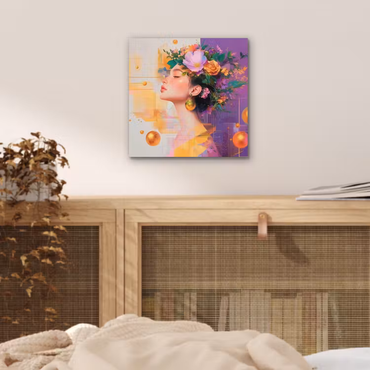 Abstract - Vrouw - Bloemenkroon - Goud aluminium wit klein -sfeer3