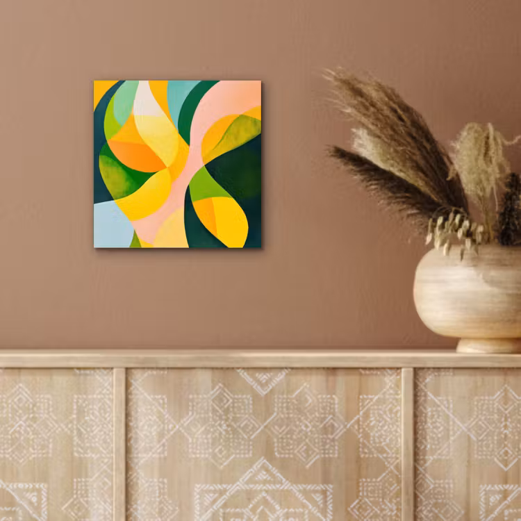 Abstract - Geel - Roze - Groen aluminium wit klein -sfeer4