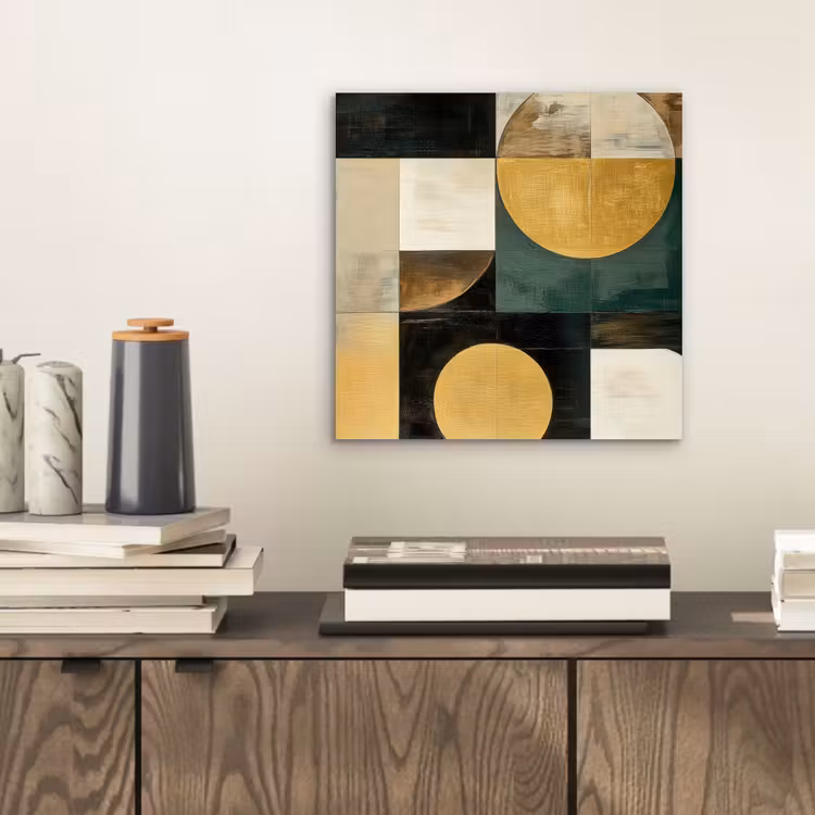 Abstract - Goud - Brons - Vormen - Geometrisch aluminium wit klein -sfeer1