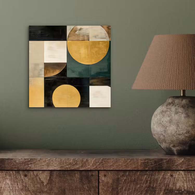 Abstract - Goud - Brons - Vormen - Geometrisch aluminium wit klein -sfeer2