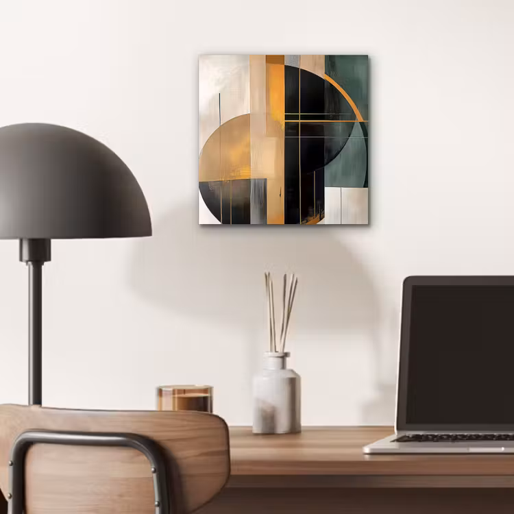Abstract - Goud - Brons - Groen - Vormen - Modern aluminium wit klein -sfeer5