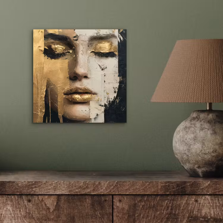 Abstract - Goud - Gezicht - Lippen aluminium wit klein -sfeer2