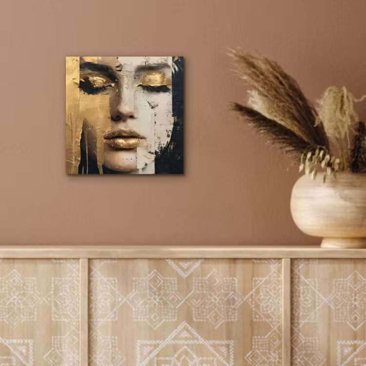Abstract - Goud - Gezicht - Lippen aluminium wit klein -sfeer4