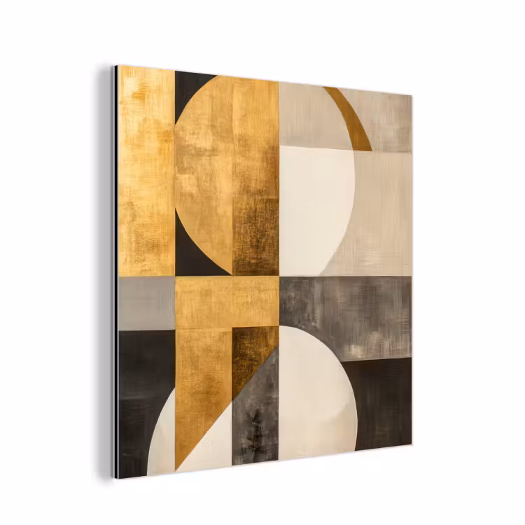 Abstract - Goud - Grijs - Vormen - Geometrisch aluminium wit klein -3d
