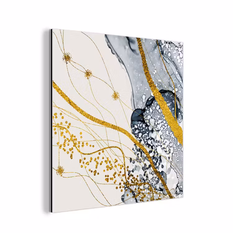 Abstract - Goud - Natuur - Kunst aluminium wit klein -3d