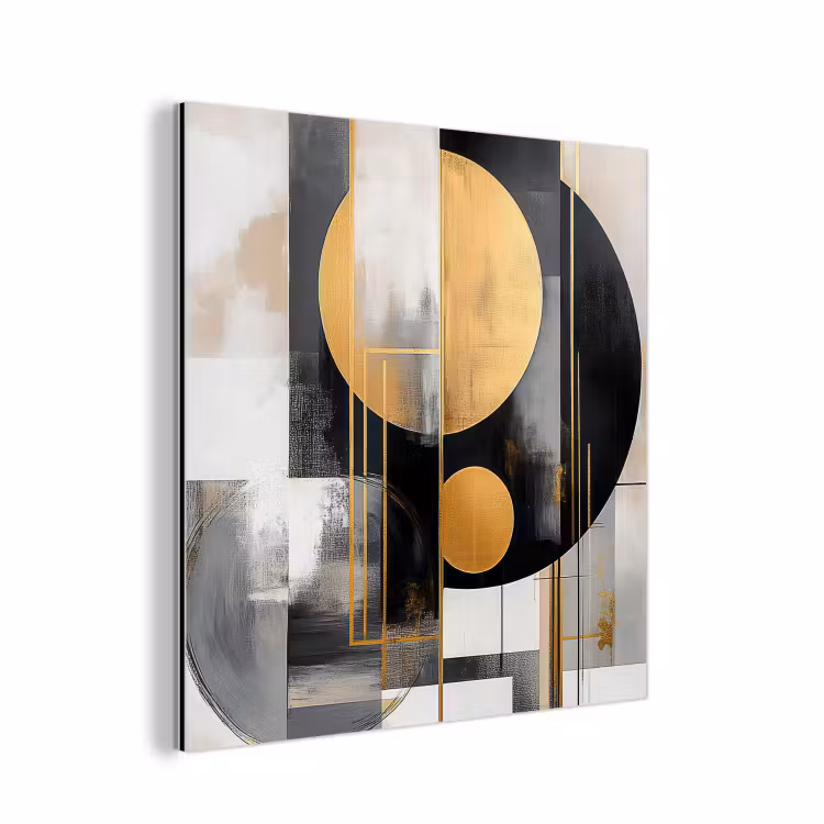 Abstract - Goud - Zilver - Vormen - Aesthetic - Modern aluminium wit klein -3d